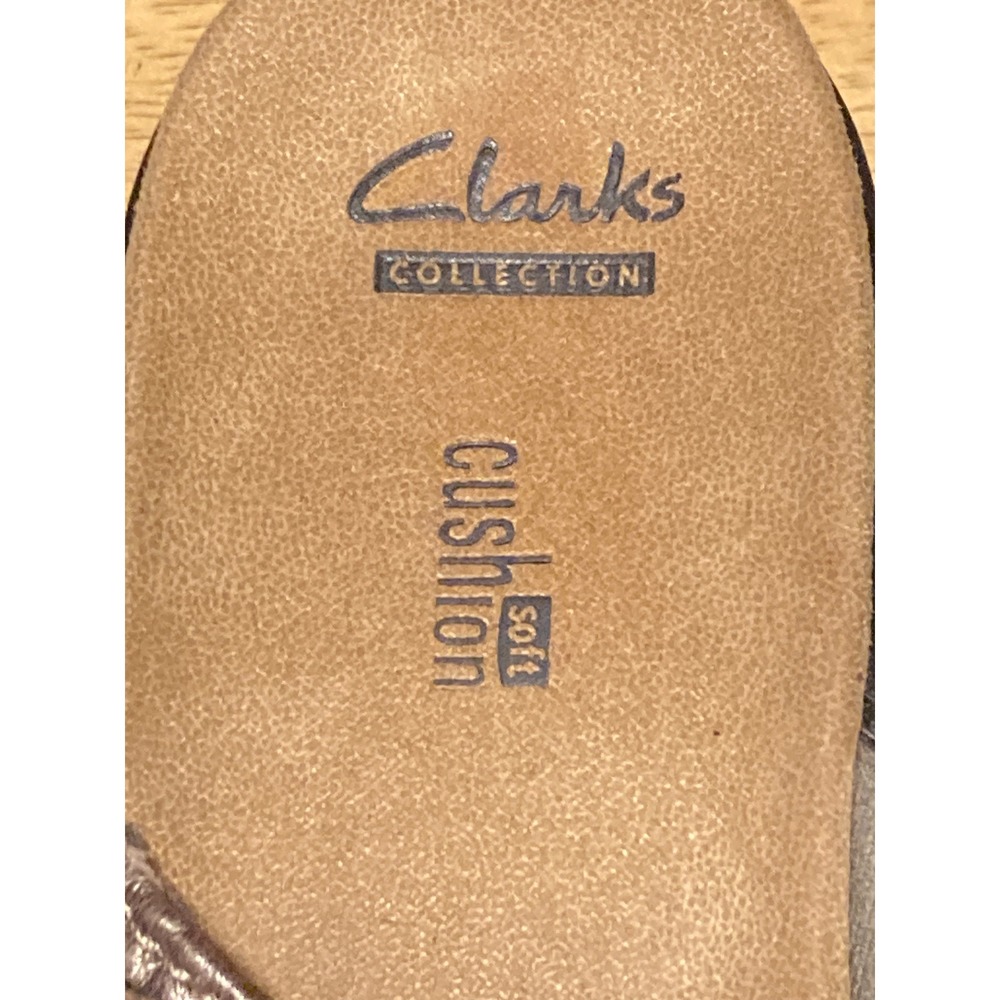 Clarks Collection Metallic Bronze Leather Strappy Wedge Slide Sandals Womens 8.5 - Picture 4 of 8